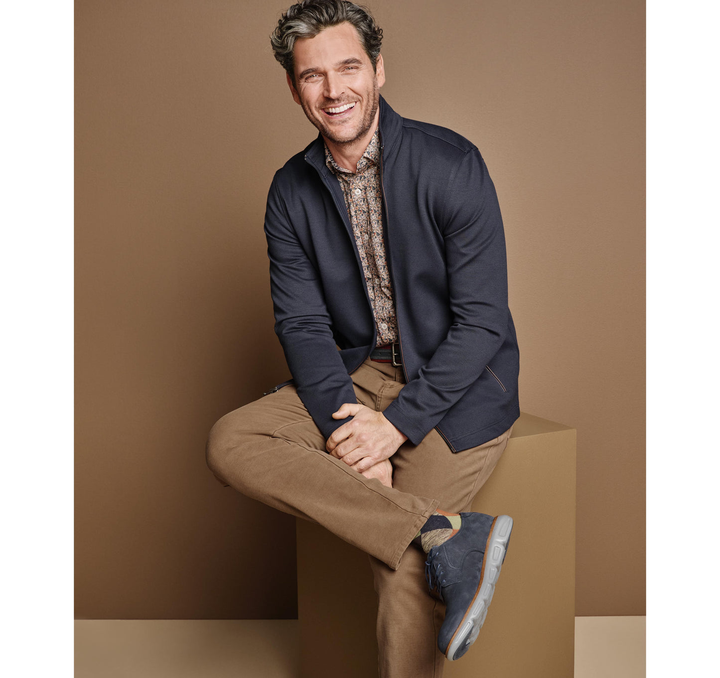 Johnston Murphy Men's Textured Solid Full Zip