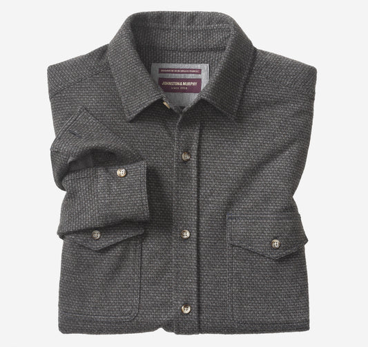 Johnston Murphy Men's Brushed Button-Front Knit Shirt