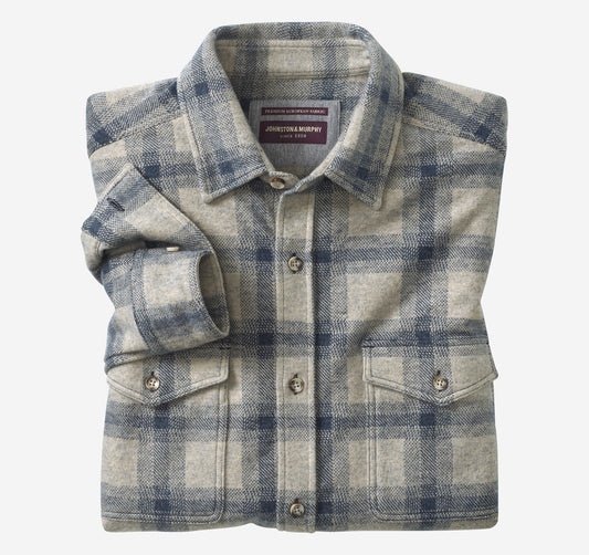 Johnston Murphy Men's Brushed Button-Front Knit Shirt