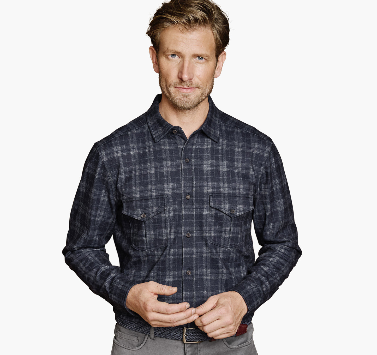 Johnston Murphy Men's Button-Front Knit Shirt