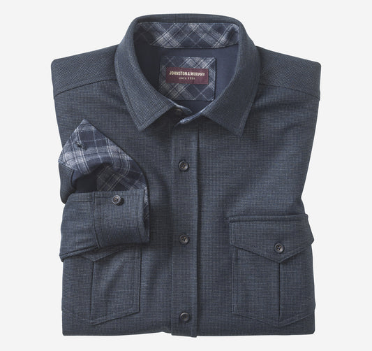 Johnston Murphy Men's Button-Front Knit Shirt