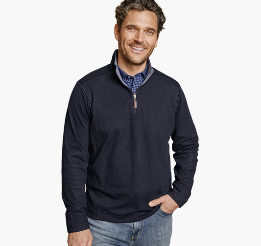 Johnston Murphy Men's Icon Reversible Solid Quarter-Zip