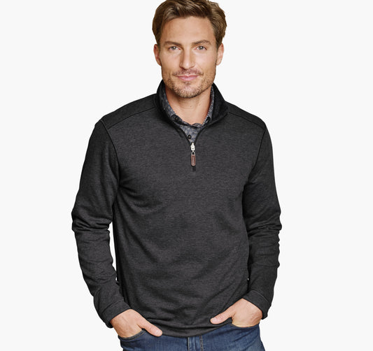 Johnston Murphy Men's Icon Reversible Solid Quarter-Zip