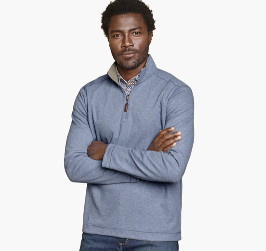 Johnston Murphy Men's Icon Reversible Solid Quarter-Zip