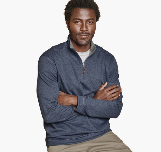 Johnston Murphy Men's Icon Reversible Solid Quarter-Zip
