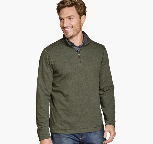 Johnston Murphy Men's Icon Reversible Solid Quarter-Zip