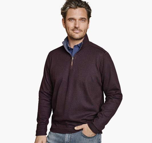 Johnston Murphy Men's Icon Reversible Solid Quarter-Zip