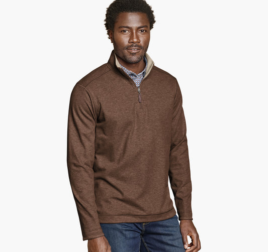 Johnston Murphy Men's Icon Reversible Solid Quarter-Zip