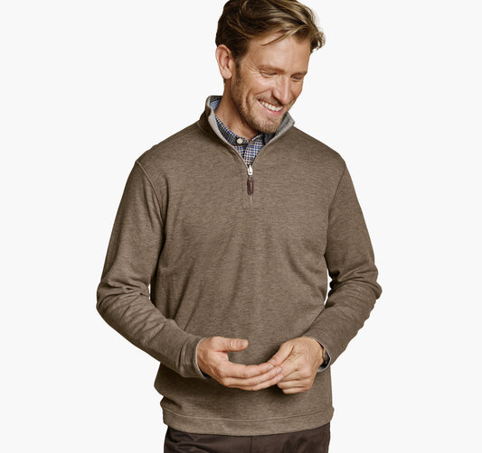 Johnston Murphy Men's Icon Reversible Solid Quarter-Zip