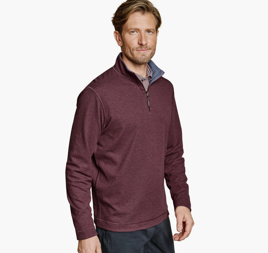 Johnston Murphy Men's Icon Reversible Solid Quarter-Zip