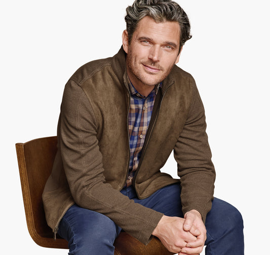 Johnston Murphy Men's Faux-Suede Full-Zip