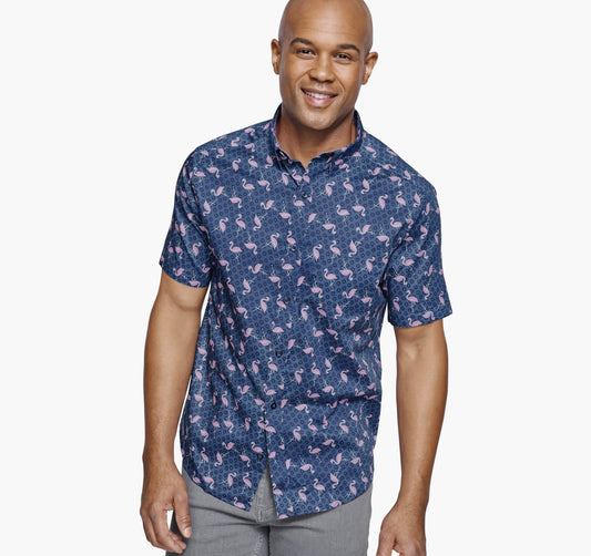 Johnston Murphy Men's Printed Short-Sleeve Shirt