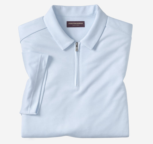 Johnston Murphy Men's Vintage Birdseye Zip Polo