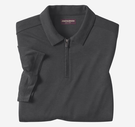 Johnston Murphy Men's Vintage Birdseye Zip Polo
