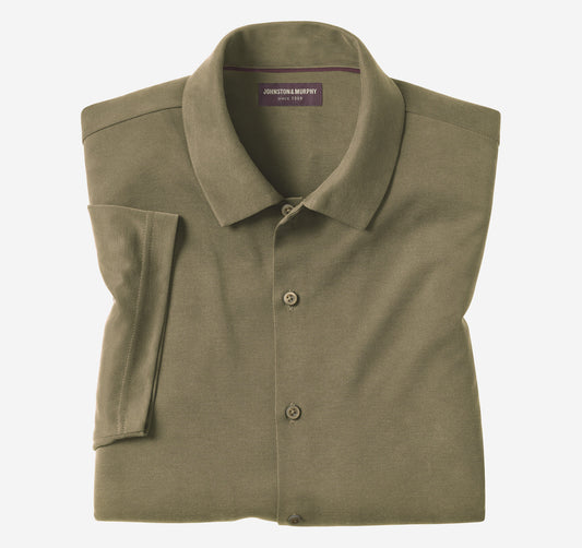Johnston Murphy Men's Vintage Birdseye Button-Front Shirt