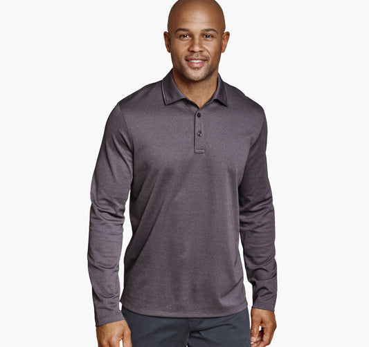 Johnston Murphy Men's Knit Jacquard Long-Sleeve Polo