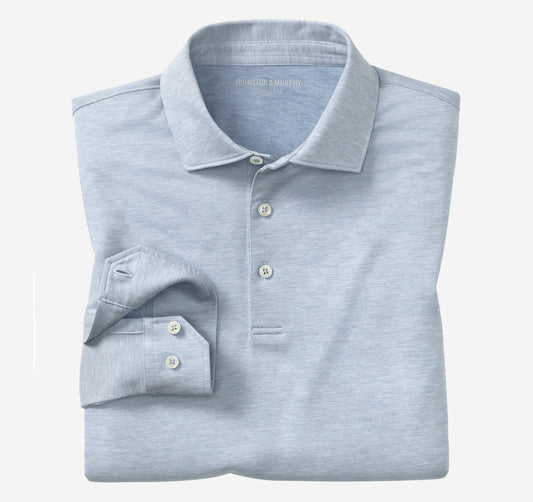 Johnston Murphy Men's Herringbone Long-Sleeve Polo