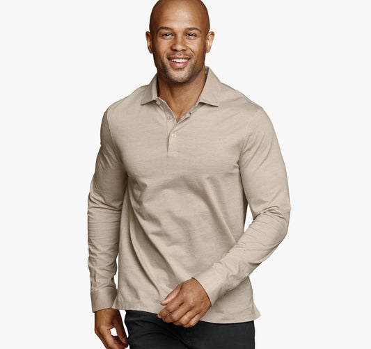 Johnston Murphy Men's Herringbone Long-Sleeve Polo
