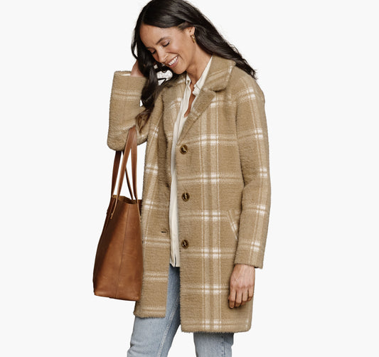 Johnston Murphy Women's Eyelash Plaid Coatigan