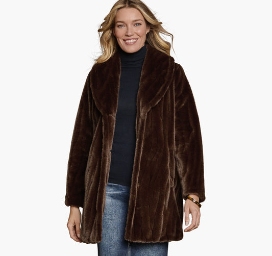 Johnston Murphy Women's Textured Faux-Fur Coat