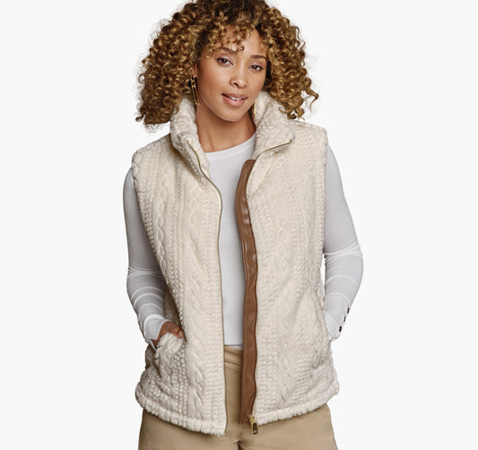 Johnston Murphy Women's Cable Faux-Fur Vest