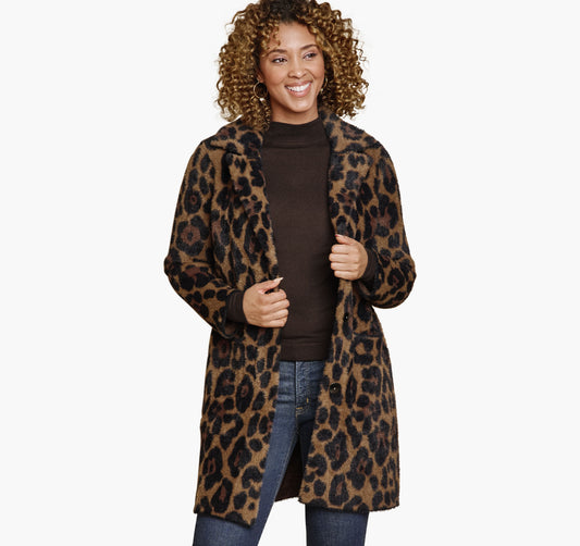 Johnston Murphy Women's Leopard Eyelash Coatigan