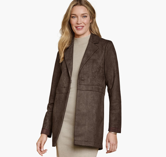 Johnston Murphy Women's Faux-Suede Long Blazer
