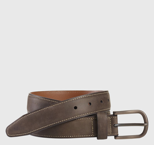 Johnston Murphy Men's Oiled Contrast Stitched Belt