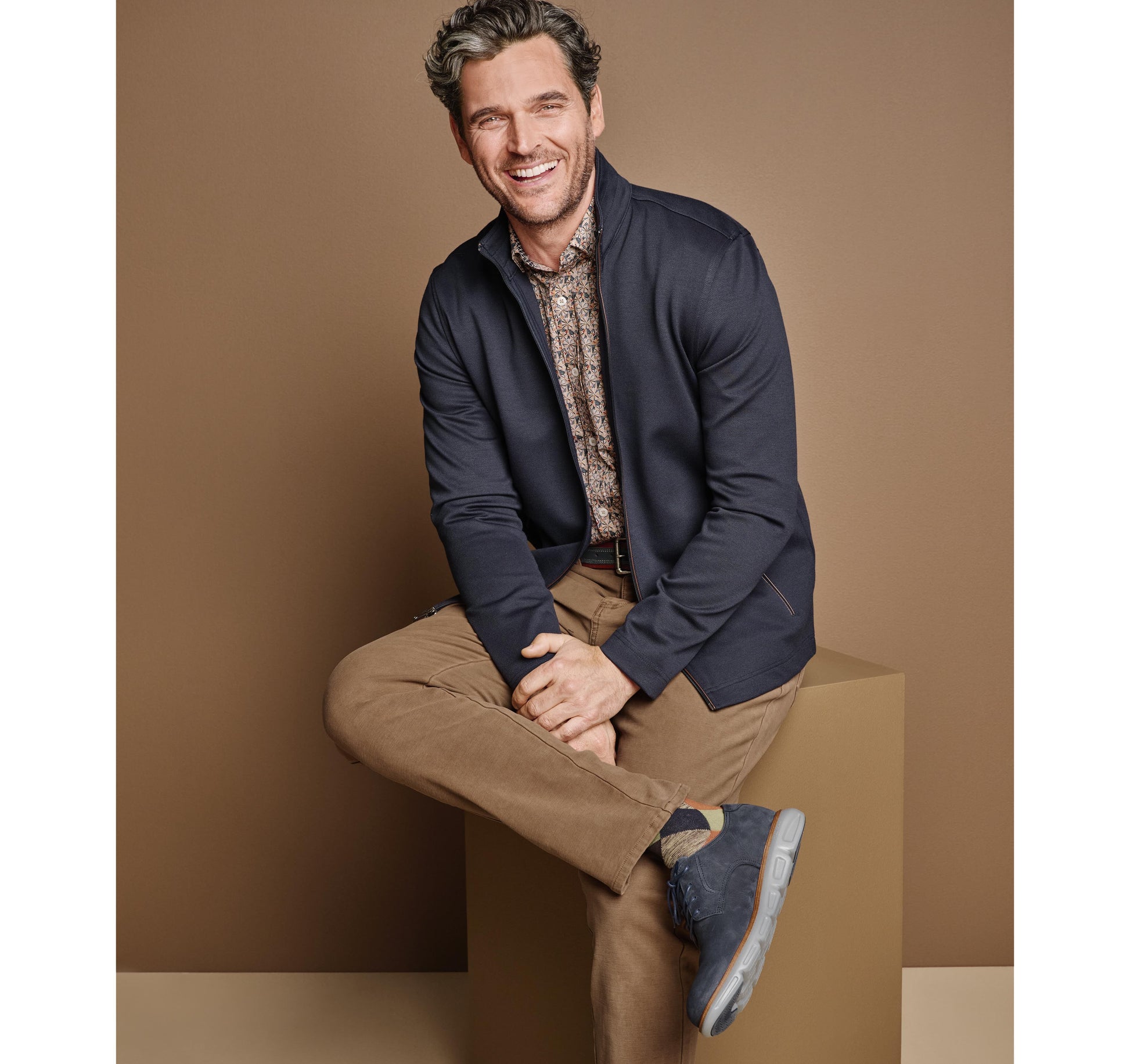 Johnston Murphy Men's Textured Solid Full Zip