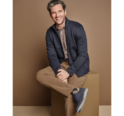 Johnston Murphy Men's Textured Solid Full Zip