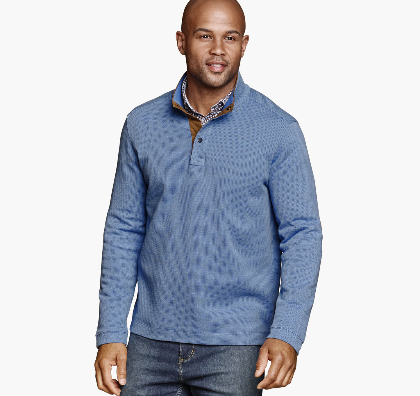 Johnston Murphy Men's Knit Jacquard Quarter-Snap Pullover
