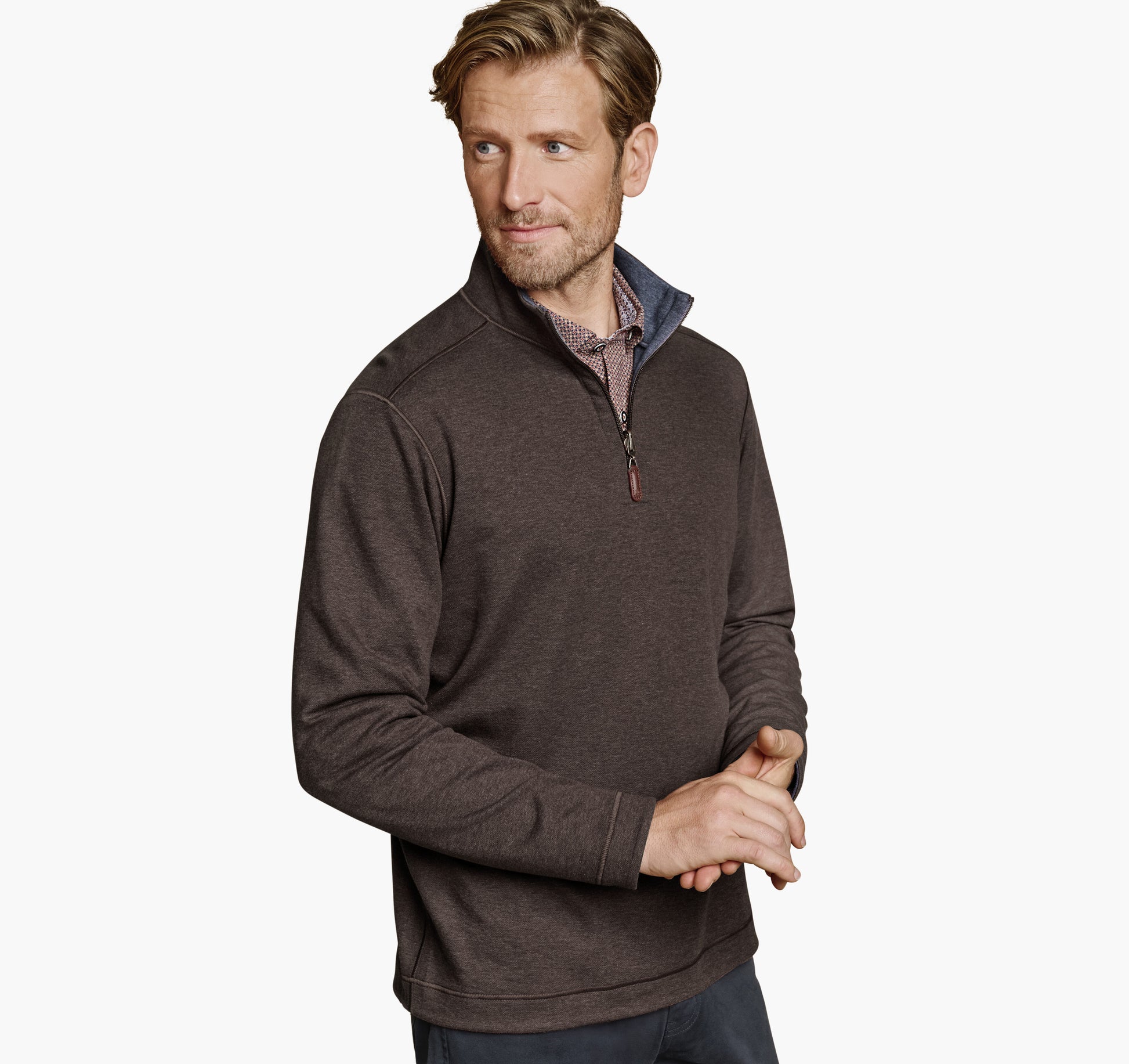 Johnston Murphy Men's Icon Reversible Solid Quarter-Zip