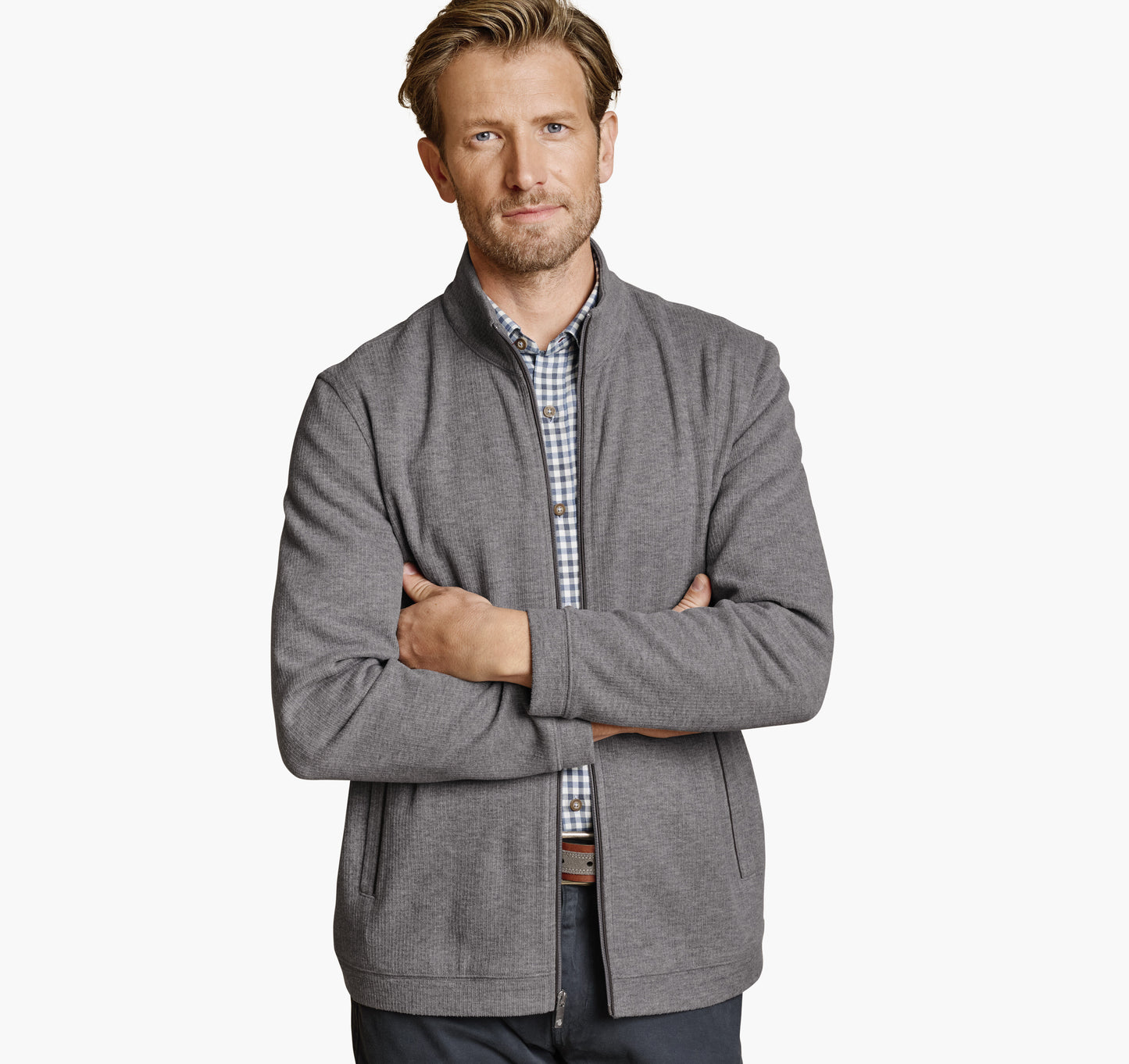 Johnston Murphy Men's Ribbed Full-Zip