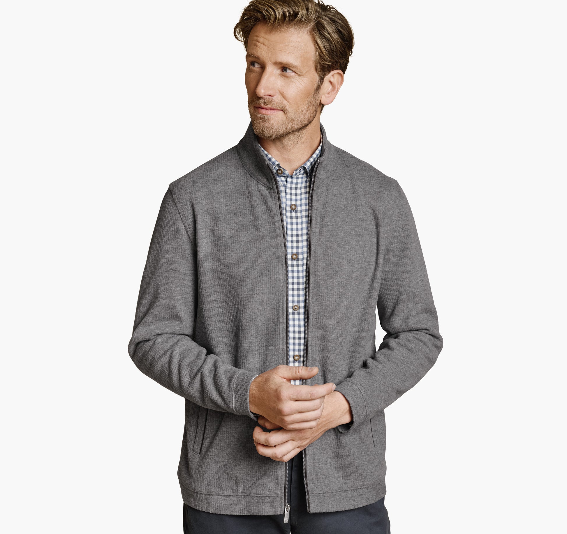 Johnston Murphy Men's Ribbed Full-Zip