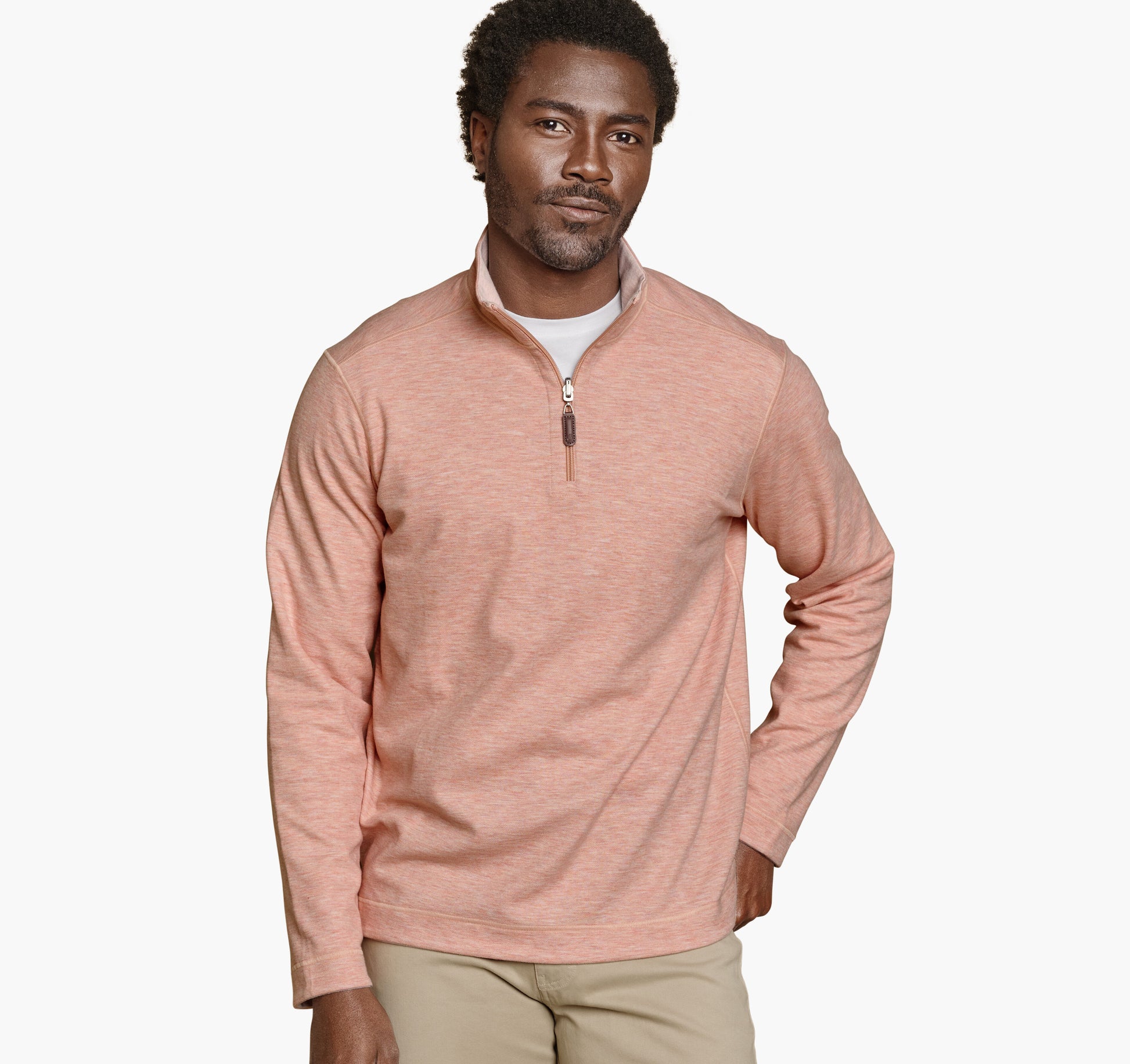 Johnston Murphy Men's Icon Reversible Solid Quarter-Zip