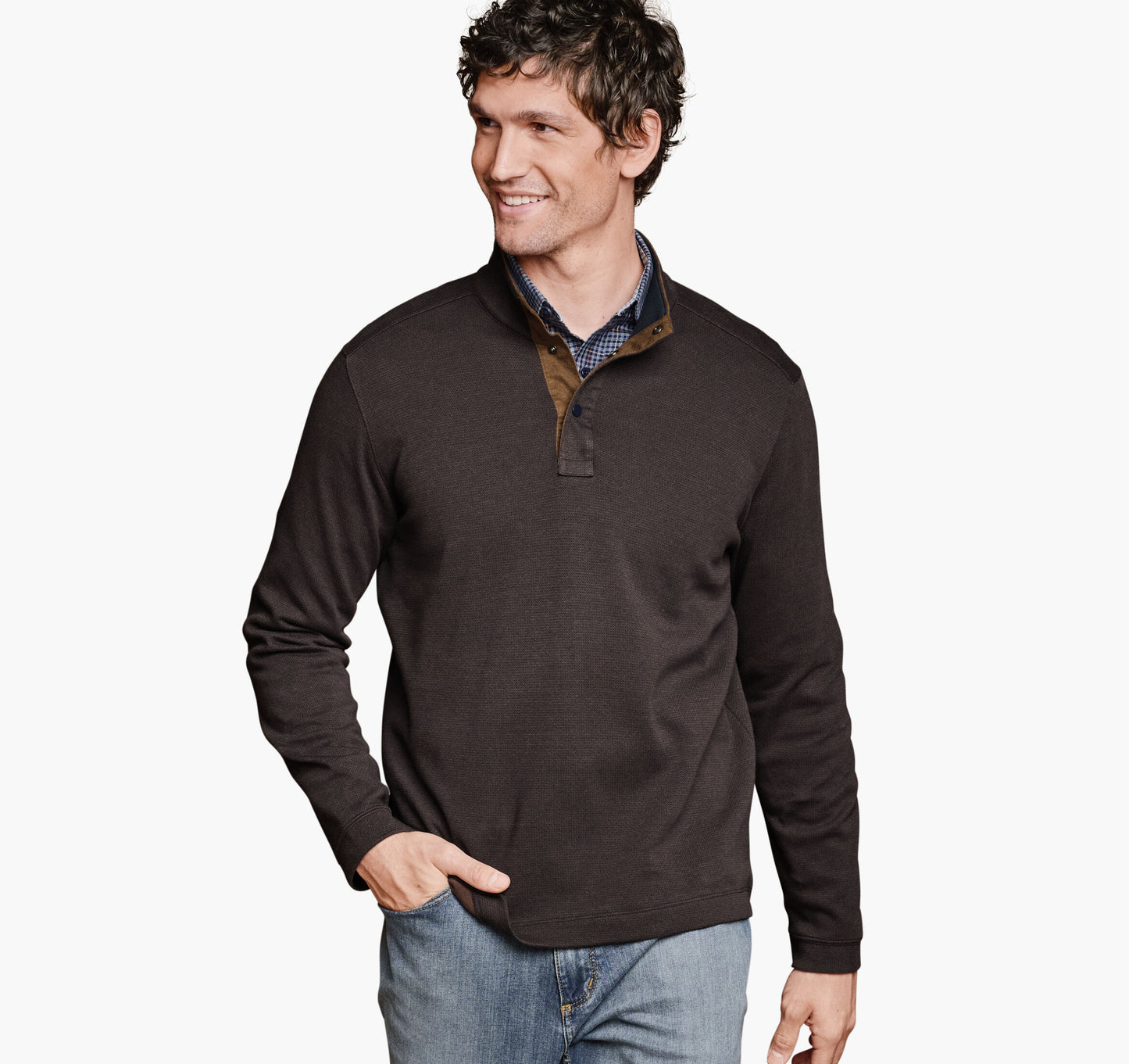 Johnston Murphy Men's Knit Jacquard Quarter-Snap Pullover