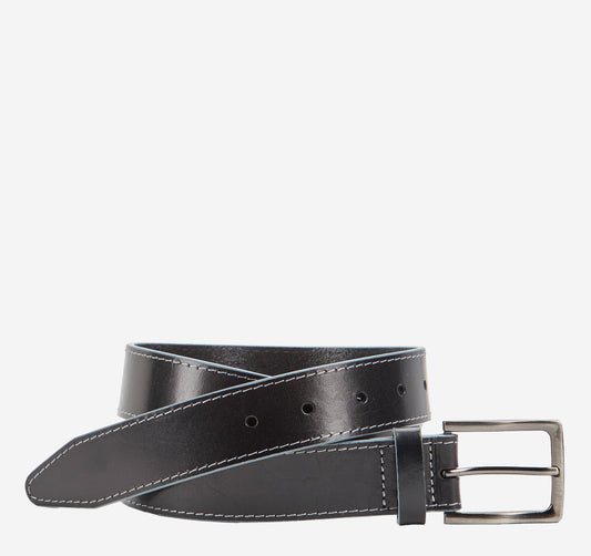 Johnston Murphy Men's Waxy Gray-Edged Leather Belt