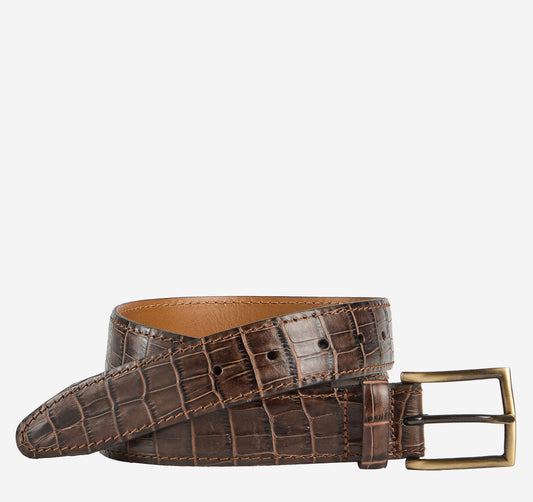 Johnston Murphy Men's Croc Embossed Belt